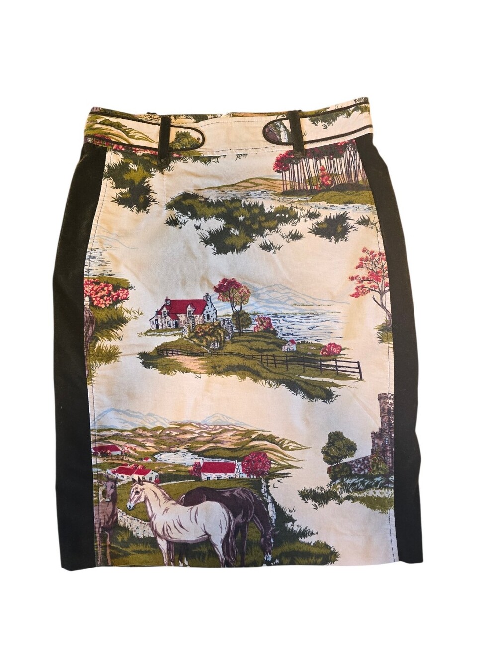 Anthropologie Cartonnier Velvet Horse Cottage Scenic Skirt Size 12